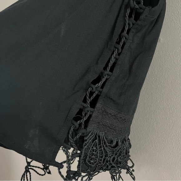 Nylon Apparel Sleeveless Top Lace up Side Tie Black Medium - Picture 6 of 11